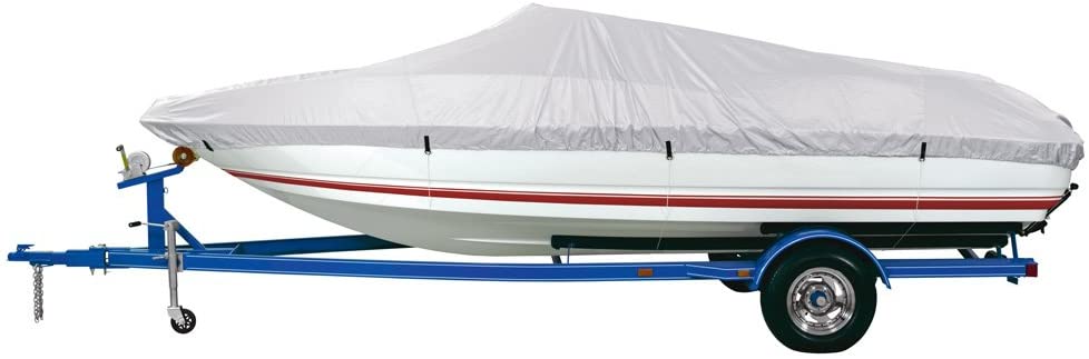 REFLECTIVE POLYESTER BOAT COVER A - FITS 14'-16' V-HULL FISHING BOATS - BEAM WIDTH TO 68