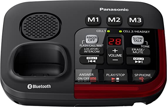 PANASONIC Link2Cell KX-TGM430B Bluetooth Amplified Cordless Phone with Digital Answering Machine Talking Caller ID Keypad and Phonebook - 1 Handset (Black)